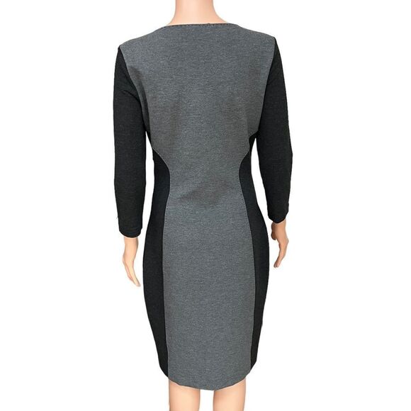 Boss Hugo Boss Charcoal & Black Colorblock 3/4 Sleeve Sheath Dress size S. - Picture 2 of 9